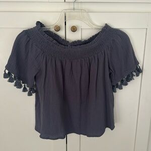 SZ S C&C California Women’s Gray/Blue Cotton Top/Blouse